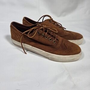 Polo Ralph Lauren Vultan Wingtip Sneakers Mens 7.5 Brown Oiled Suede Brogue